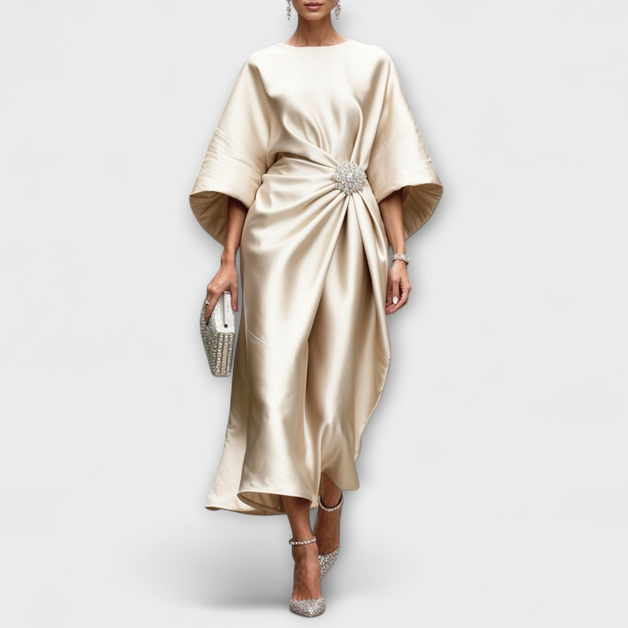 Luksuzne satenaste maxi obleke z leskom