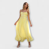 Celine - Midi obleka brez rokavov z volančki