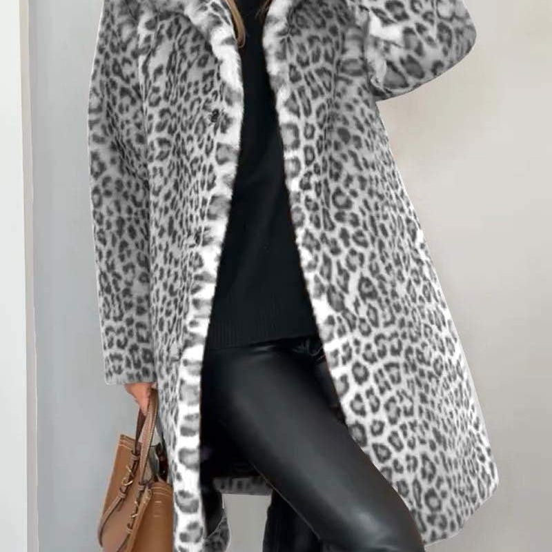 Zala – Elegantni Dugi Kaput s Uzorkom Leoparda