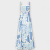 Terazza Ric Rac - Maxi obleka iz lanu z razširjenim krojem