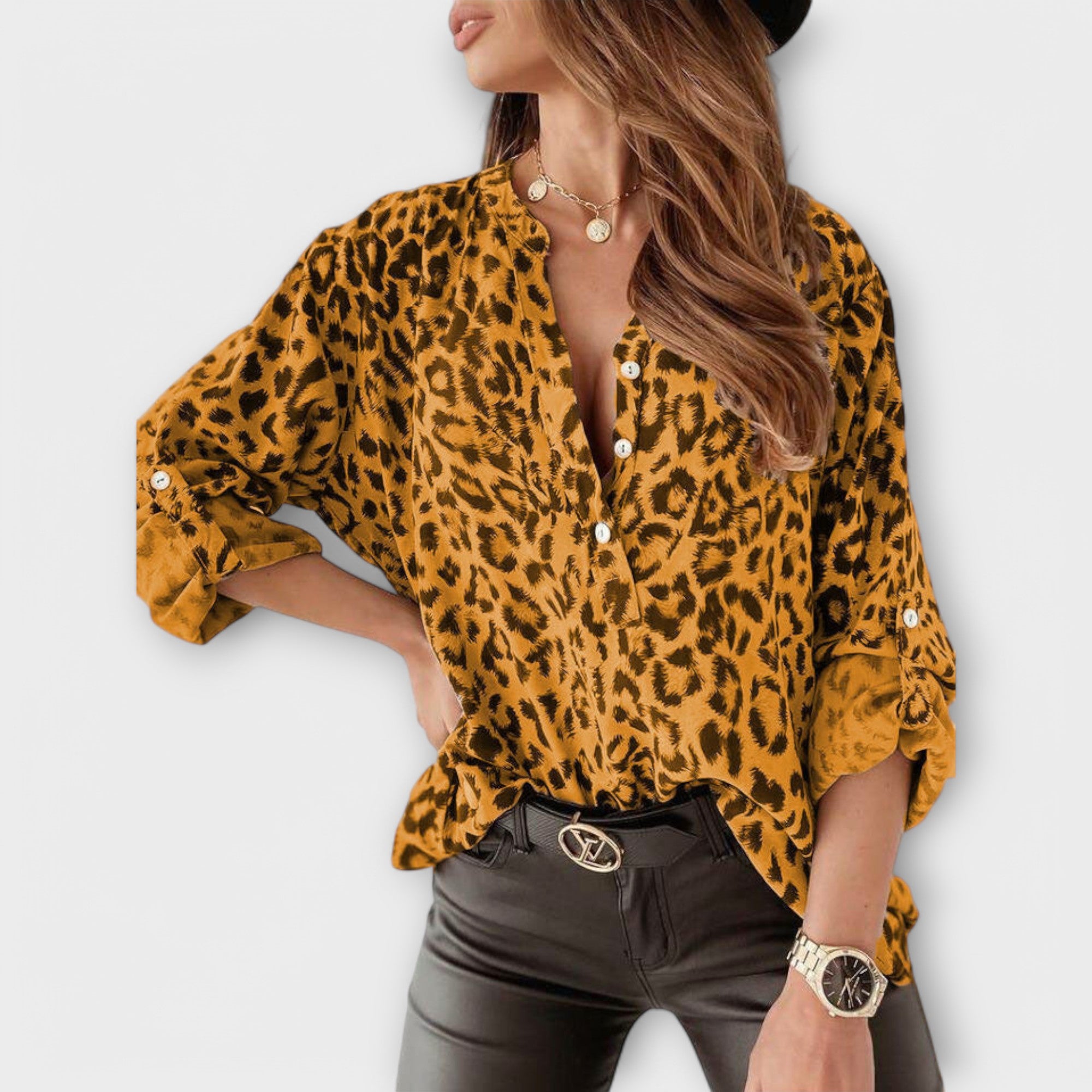 Modna bluza z leopardjim vzorcem