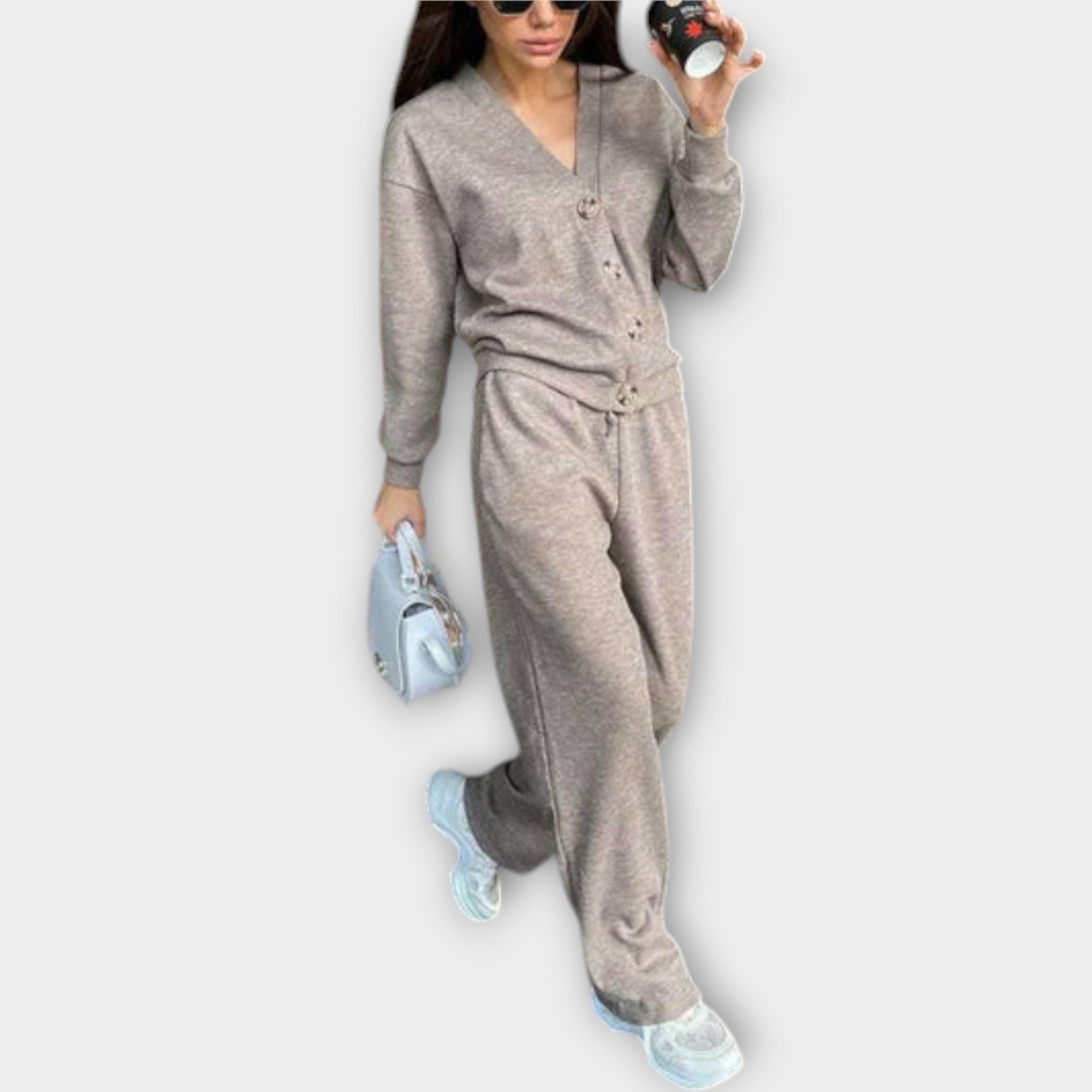 Hedviga - Komplet pletenega plašča in hlač