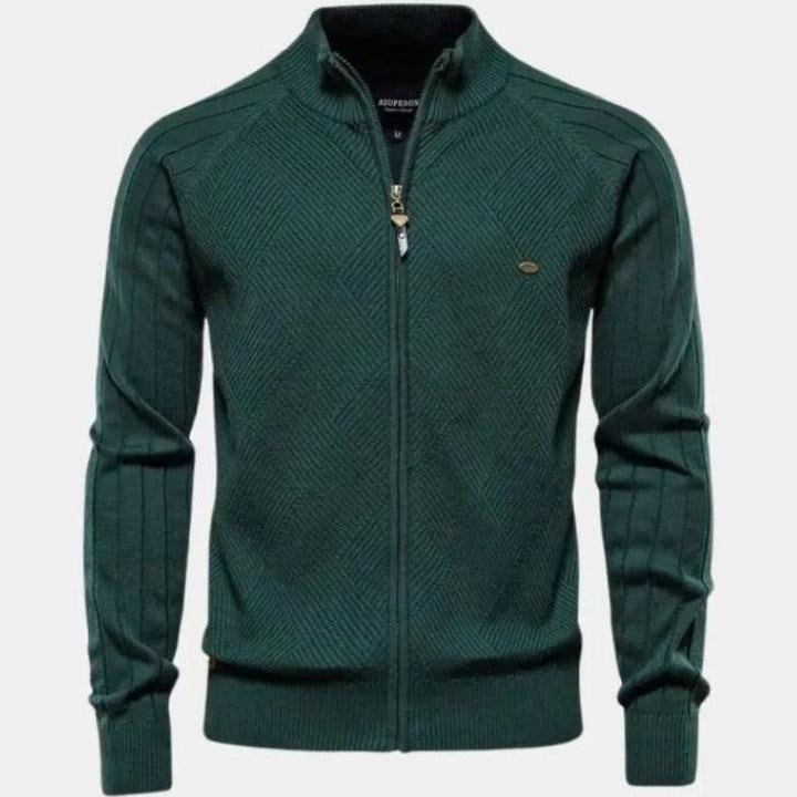 Jacquard™ | Pletena cardigan z zadrgo