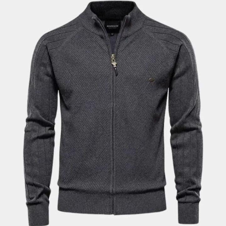 Jacquard™ | Pletena cardigan z zadrgo