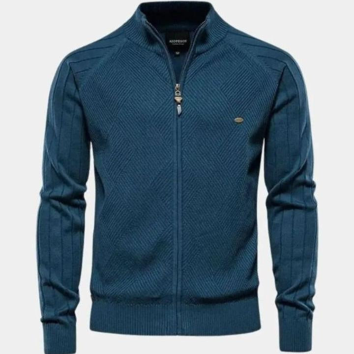 Jacquard™ | Pletena cardigan z zadrgo