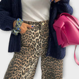 Chandra - Vintage jeans z leopardjim vzorom