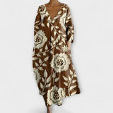 Fiona - Dolga, Barvita Obleka z V-izrezom