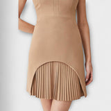 Elowen - Mini obleka z vojaško navdihnjenim patchworkom in visokim ovratnikom