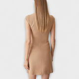 Elowen - Mini obleka z vojaško navdihnjenim patchworkom in visokim ovratnikom