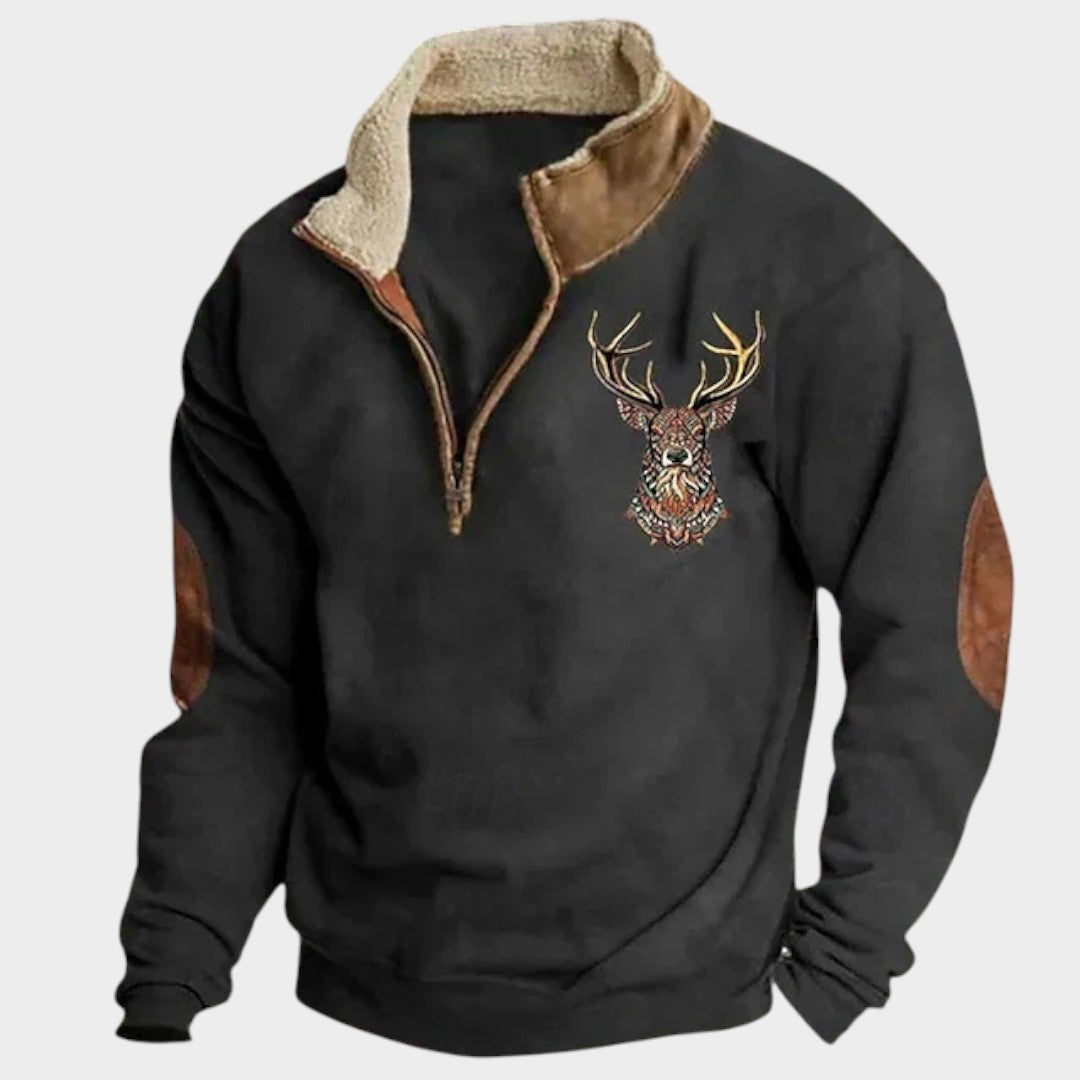 Christos™ | Zimski pulover z flisom in jelenjim motivom